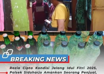 Razia Cipta Kondisi Jelang Idul Fitri 2025, Polsek Sidoharjo Amankan Seorang Penjual, Sita Belasan Liter Minuman Beralkohol