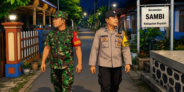 Babinsa dan Bhabinkamtibmas Jatisari Intensifkan Patroli, Ciptakan Situasi Aman di Sambi