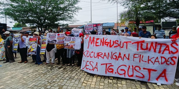 Aksi Unjuk Rasa Warnai Polemik Pilkades Tanjung Gusta, Masyarakat Ajukan 7 Tuntutan