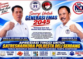 LPA Deli Serdang Apresiasi Satresnarkoba Polresta Deli Serdang – Ungkap Kasus Narkoba Besar, Selamatkan 250 Ribu Jiwa
