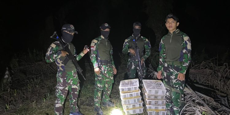 Satgas Pamtas RI-Malaysia Yonarmed 19/Bogani Gagalkan Dugaan Penyelundupan 200 Ekor Burung Kacer di Perbatasan