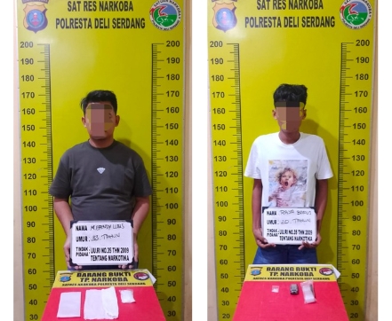 Polresta Deli Serdang Bekuk Dua orang Pengedar Narkoba di Pagar Merbau